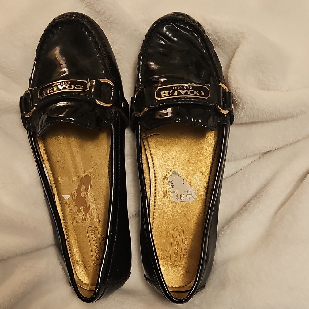 Coach Patent Black Loafers for Women